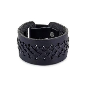 Pulsera Punk ancha de cuero genuino negro marrón para hombres y mujeres, brazalete ajustable para mujeres, pulseras Vintage y brazalete - Product Image 1