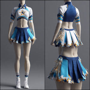 Uniforme de cheerleading imprimé de haute qualité jaune et blanc OEM/ODM pour filles |   Ensemble de tenue de cheerleading personnalisé avec logo, 100% polyester - Product Image 4