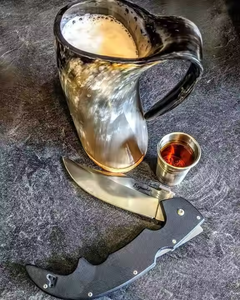 Buffalo Ox Viking Horn Mug Medieval Drinking Horn tapa a prueba de fugas, aislamiento al vacío, café por Crescent Crafts - Product Image 2
