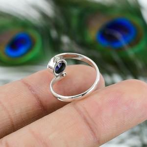 Cabujón de Lolita de piedras preciosas naturales hecho a mano, anillo de Plata de Ley 925, joyería estampada sólida para ocasiones de fiesta - Product Image 6