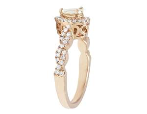 Bijoux en moissanite avec diamants en argent sterling plaqué or diamant rond et poire bague de fiançailles de mariage antique pour femmes - Product Image 4