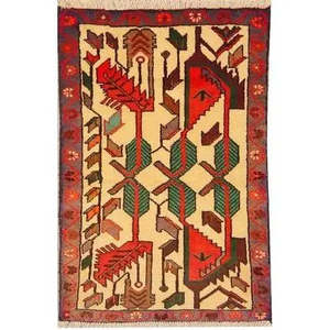 Tapis persan Bakhtiar unique en son genre, 3'9 x 2'5 - Product Image 1