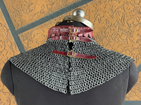 Cotte de mailles médiévale collier Aventail en acier doux plat riveté avec rondelle anneaux cou Gorget chaîne à la main armure historique