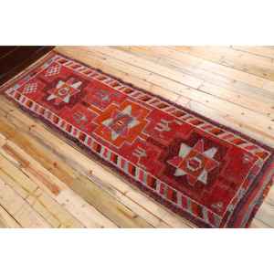 2,7x9,2 ft Turkish Rug, Vintage <b>Runner</b> Rug, <b>Red</b> Orange Southwestern Wool Rug - Product Image 4