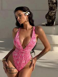 Sexy Sling One-piece Ladies Printed Bikini Swimsuit Wholesale New Summer One-piece Swimwear for Plus Size - Product Image 4