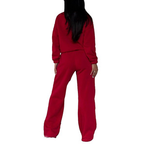 Conjunto de Sudadera con Media Cremallera y Pantalones Deportivos para Mujer, Tejido Suave Cepillado, Corte Holgado, Ropa de Estar por Casa para Invierno, Producción al por Mayor - Product Image 3