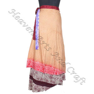 Buy Silk Two Layer <b>Reversible</b> Wrap Around <b>Skirt</b> Buy Silk Wrap Around Dress in USA Boho Stylish Multi Color Summer Wear comfort - Product Image 5