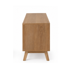 Mueble de TV Moderno de Madera Maciza con Puertas de Doble Listón, Estantes Abiertos y Patas de Estilo Mid-Century para Sala de Estar - Product Image 3