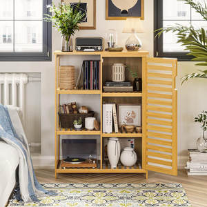 ตู้เก็บของไม้ไผ่สำหรับการจัดระเบียบในห้องน้ำรวมถึงประตูและชั้นวางของสำหรับใช้ในห้องนั่งเล่น - Product Image 4