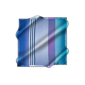 Blue Silk Crepe Satin <b>Square</b> <b>Scarf</b> - Product Image 1