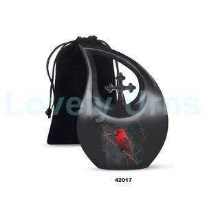 Venta caliente gran lágrima gota Cardenal pájaro cremación adulto urna para cenizas humanas con bolsa de terciopelo gratis - Product Image 6
