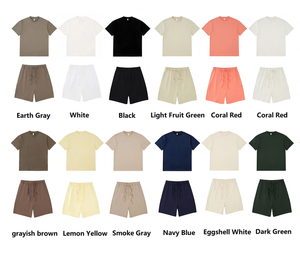 ชุดผ้าฝ้ายสองชิ้นสำหรับผู้ชายเสื้อและกางเกงขาสั้นสไตล์สตรีทแบบสั่งทำสำหรับฤดูร้อน - Product Image 6