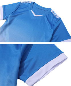 ชุดฟุตบอลแบบขายส่ง ชุดฟุตบอลโพลีเอสเตอร์ แห้งเร็ว พิมพ์ลายแบบซับลิเมชั่น เสื้อเจอร์ซีย์ระบายอากาศ กางเกงขาสั้น รับผลิตแบบ OEM  ออกแบบลายด้านหน้าได้ - Product Image 3