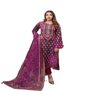 Vente en gros de vêtements pour femmes indiennes et pakistanaises, ensemble de 3 pièces, Anarkali Salwar Kameez de luxe en tissu lawn, vêtements décontractés, ODM - Product Image 5