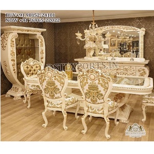 ชุดเฟอร์นิเจอร์รับประทานอาหารแกะสลักสไตล์โรมาเนียสุดหรูสไตล์อิตาลีชุดเฟอร์นิเจอร์รับประทานอาหารแกะสลักมือสไตล์อิตาลีโต๊ะและเก้าอี้รับประทานอาหารสุดหรู - Product Image 1