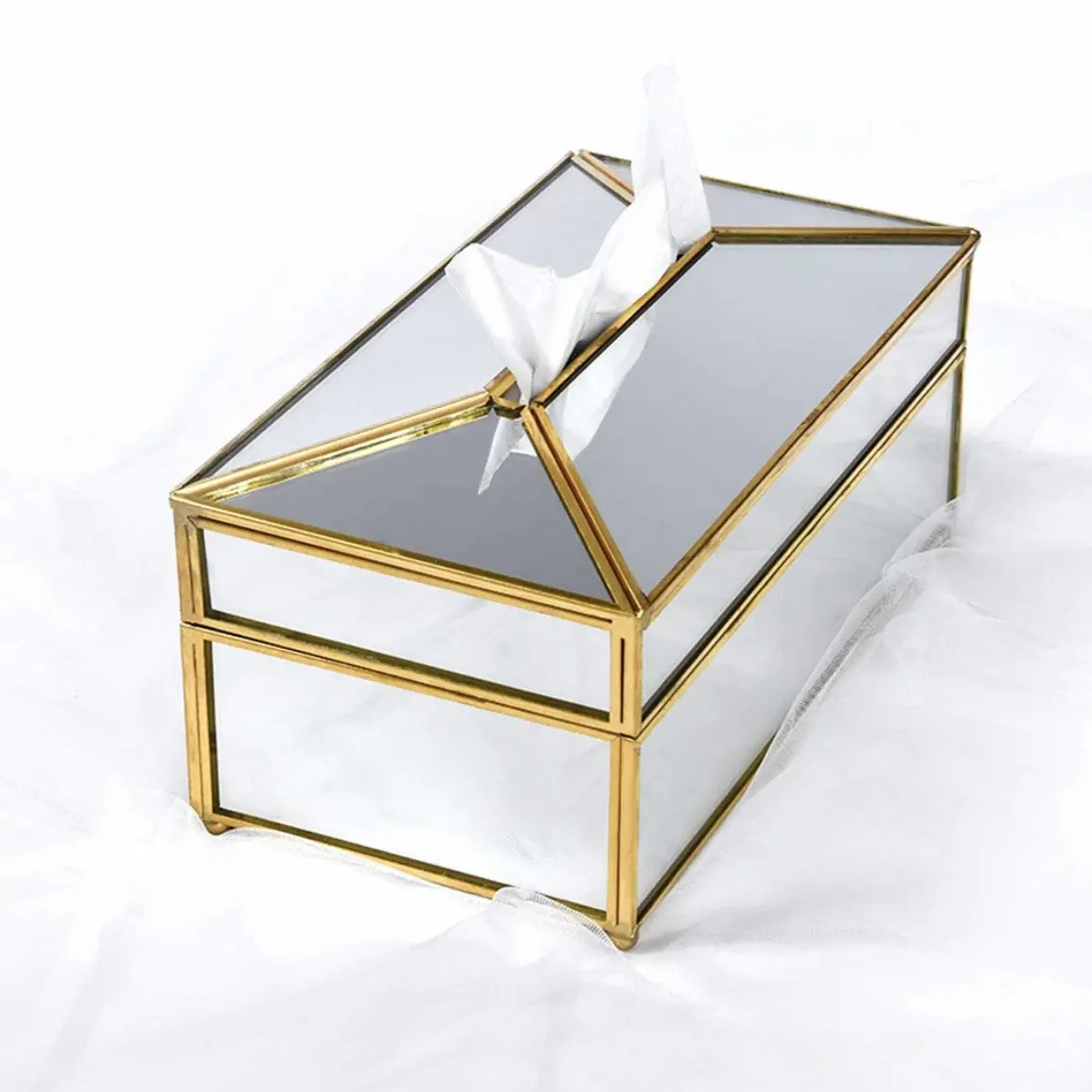 Caixa de vidro personalizada, tamanho personalizado e cor dourada de vidro de design criativo vidro ou espelho latão caixas de vidro