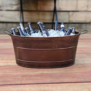 Bañera de cobre vintage con asas para fiestas y reuniones, perfecta para enfriar vino y cerveza - Product Image 3
