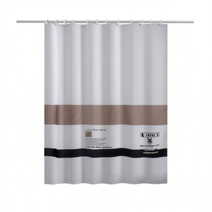 LIVING Cortina de ducha de tela blanca, marrón y negra TTE 1323 1830 Gedy (180x200cm) - Product Image 2