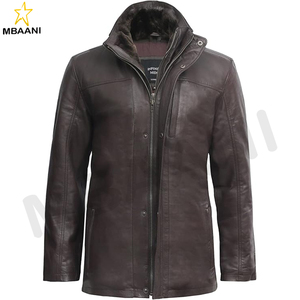 Veste parka en cuir véritable pour homme, style rétro - Product Image 1