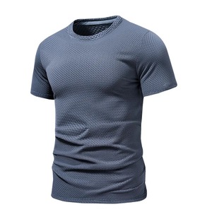 Camiseta ligera de seda helada para la playa de verano para hombre, Top básico de manga corta de algodón 100% en Color sólido, ropa de calle transpirable - Product Image 2
