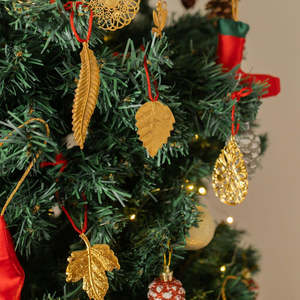 <b>Top</b> Quality Metal Gold Leaf Handmade Hanging Ornament For <b>Christmas</b> Gifting & Decoration - Product Image 2