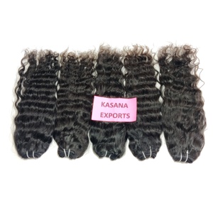 Extensiones de cabello Remy indio de onda profunda Natural sin procesar 100%, venta al por mayor, procesamiento de trenzado de tejido alineado con cutícula - Product Image 5