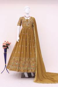 Vestido Anarkali de trabajo de secuencia de bordado de Georgette de imitación de diseñador más reciente de Fab Zone - Product Image 5