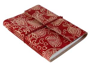 Journal en papier de coton recyclé fait à la main couverture en cuir en relief couleur rouge bois sans acide carnet de croquis pour cahiers - Product Image 2