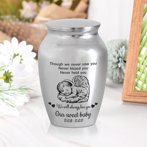 Personalized Baby <b>Mini</b> Urn Stainless Steel Decorative Keepsake Urn Engraved Memorial Urn for Loss of Child Custom Size Silver - Product Image 6