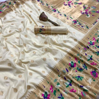 Saree en soie Pure et douce, brochet tissé or Original, Design bordure, Blouse unie, Zari bordure, créateur, vêtements de mariage