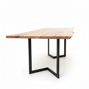 Mesa de comedor de madera de acacia maciza epoxi mínima borde vivo para hogares modernos hoteles Premium Natural diseño ecológico patas de Metal - Product Image 6
