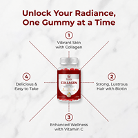 Gummies de collagène Tiora OEM avec biotine, vitamines C et E pour les cheveux, la peau et les ongles, complément éclaircissant pour la peau, marque privée