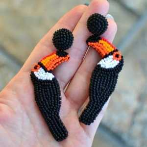 2025 recién llegados pendientes multicolores con diseño de loro para mujer, cuentas de semillas hechas a mano, declaración de profesor, pendiente de cuentas preciosas - Product Image 2