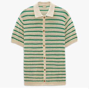 Polo de punto de algodón 100% de manga corta para hombre, suéter de cuello cubano, suéteres de cuello redondo para hombre, suéter transpirable - Product Image 2