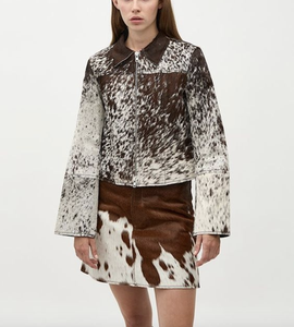 Chaqueta de piel de vaca de cuero genuino para mujer, ropa de invierno para chica, chaqueta de cuero estilo motorista para mujer, abrigos con bolsillos - Product Image 4