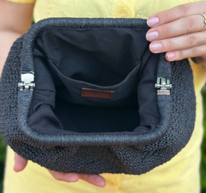 Black Raffia <b>Bag</b> - <b>Boho</b> Beach Tote <b>Bag</b> - Handmade Gift - Product Image 2