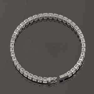 925 Sterling <b>Silver</b> Rhodium Tennis <b>Bracelet</b> Emerald Cut VS1 Moissanite <b>Cross</b>-Shape Pattern Luxury Hip Hop Stylish Wedding Gift - Product Image 3