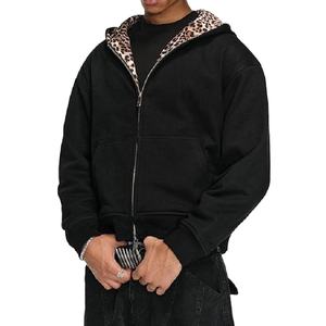 Sweat à capuche double couche en coton épais 400 g/m² avec logo personnalisé du fabricant, best-seller, réversible à carreaux avec fermeture éclair - Product Image 1