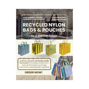 Sac à provisions personnalisé à rayures en nylon recyclé pochettes étui de voyage à fermeture éclair pour cosmétiques et beauté accessoire du marché indien - Product Image 1