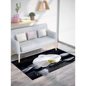 Tapis imprimé Spa Stones : Design moderne en chenille pour salon, chambre à coucher, tapis doux non tissé - Product Image 4