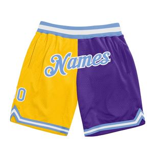 Industrie Direct Engro Sportswear Basketball Shorts Personnalisé Or Bleu Clair-Violet Authentique Split Fashion Basketball Shorts - Product Image 1
