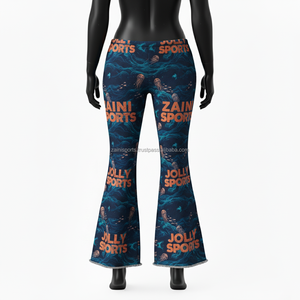 Pantalones de Mujer de 230 GSM, Estilo Campana, Tela Elástica Suave, Estampado Océano Azul Marino, Opción de Logotipo Personalizado, Técnica de Sublimación - Product Image 2