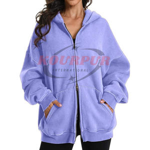 Sweat à capuche surdimensionné à manches longues de différentes couleurs avec fermeture éclair et poches Sweat à capuche design à prix raisonnable - Product Image 2