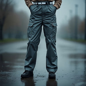 กางเกงกันลมผู้หญิง, กางเกงสตรีทเอวสูงเชือกรูดกันน้ำสไตล์สตรีท - Product Image 4