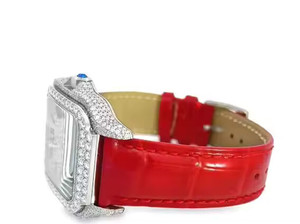 นาฬิกาควอตซ์อะนาล็อกสำหรับผู้ชายสุดหรู ประดับเพชรโมอิสซาไนต์ระดับความใส VVS ตัวเรือนสแตนเลส สายยางสีแดง สไตล์โบราณ สปอร์ต ย้อนยุค - Product Image 2