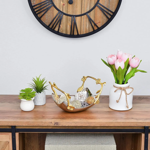 Décoration intérieure prix de gros plateau de service décoratif de table en acier inoxydable brillant avec poignées dorées pour servir des collations - Product Image 4