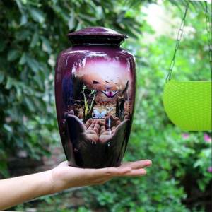 Urna de cremación artesanal asequible para cenizas Acabado de piedra de aluminio Fabricante indio de alta calidad - Product Image 2