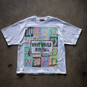 Camiseta de Corte Cuadrado para Hombre, de Alta Calidad, Algodón Jersey Grueso, Bordado Personalizado en Chenilla, Estilo Recortado - Product Image 3