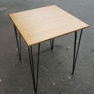 SFBCF003- 60cm Square Minimalist Coffee <b>Table</b> Durable Hairpin Iron Stand with <b>Bamboo</b> and Reeds Handmade Eco-Friendly Design - Product Image 3