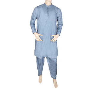 ชุดคามีซ ชัลวาร์ผู้ชาย - ปักลาย - สีน้ำเงินเหล็ก - Product Image 4
